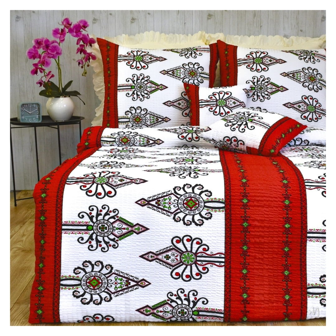 Komplet Pościeli Kora 160x200 2x70/80 Parzenice Czerwone