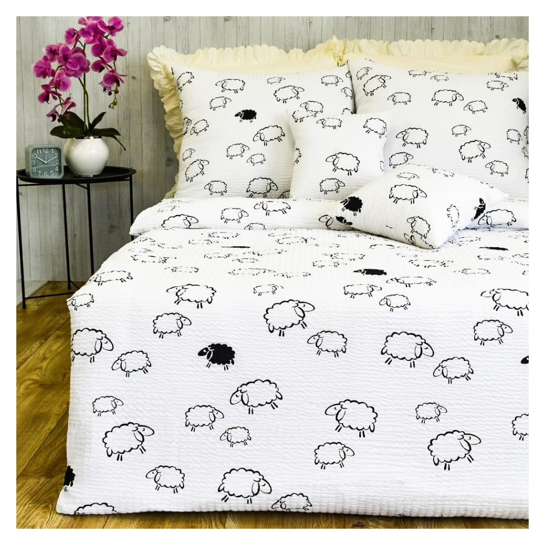 Komplet Pościeli Kora 160x200 2x70/80 Owieczki Na Białym